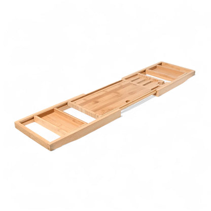 Bamboo bathtub caddy tray – adjustable spa shelf for wine & tablet  Geniogoods