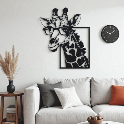 Giraffe Metal Wall Art with Glasses – Fun Animal Lover Decor