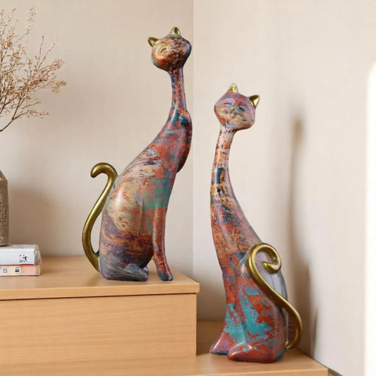 Abstract Cat Sculpture – Nordic Couple Figurines for Home Decor  Geniogoods