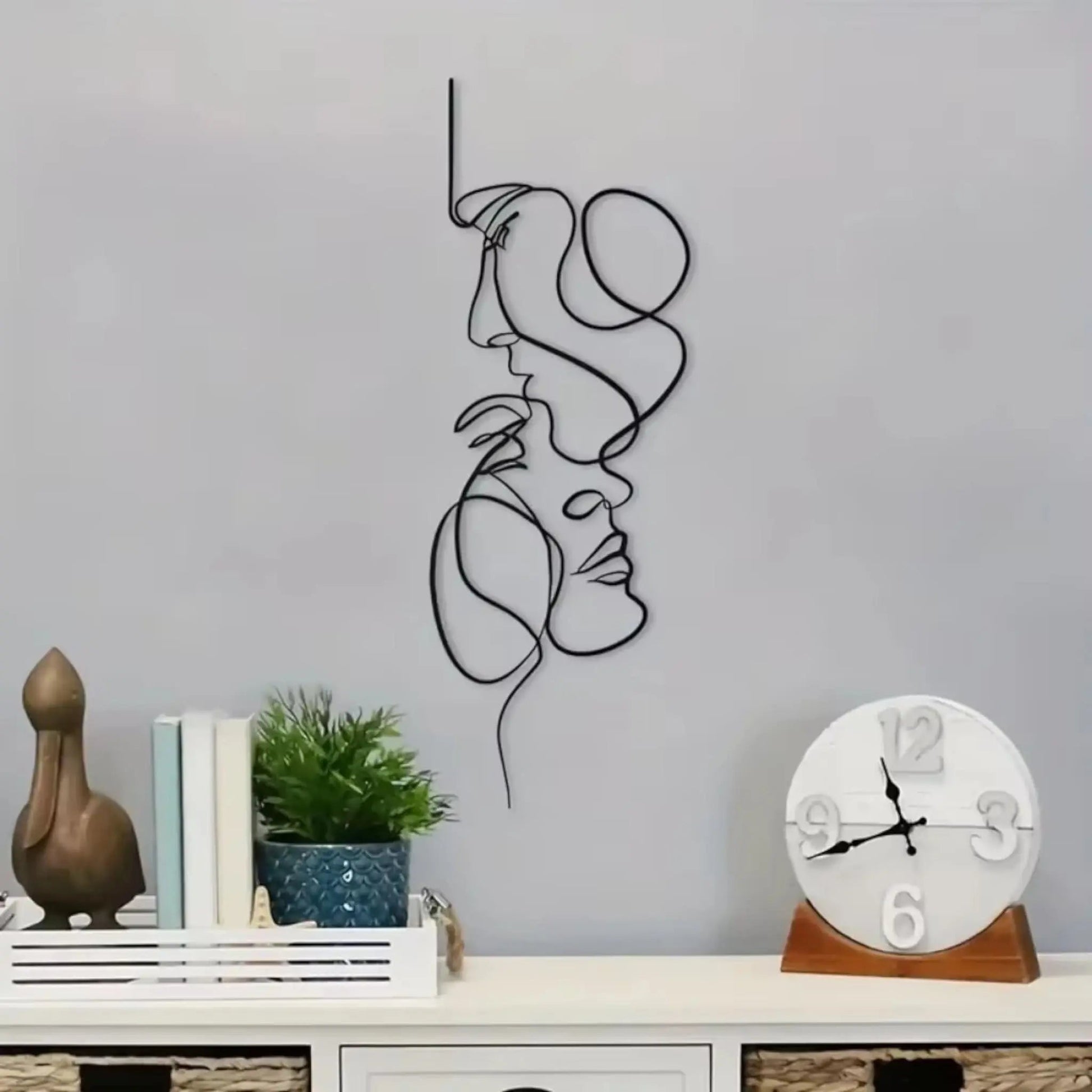 Abstract Face Metal Wall Art – Minimalist Line Sculpture Decor  Geniogoods