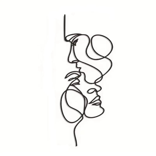 Abstract Face Metal Wall Art – Minimalist Line Sculpture Decor  Geniogoods