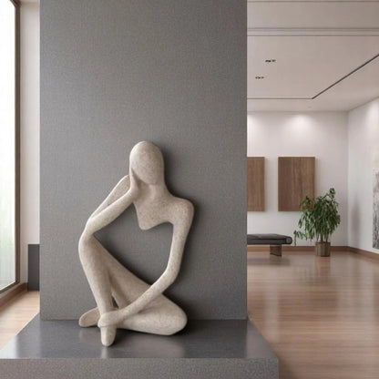 Abstract Thinker Statue – Sand Resin Sculpture for Modern Home Decor  Geniogoods