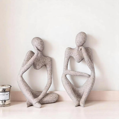 Abstract Thinker Statue – Sand Resin Sculpture for Modern Home Decor  Geniogoods