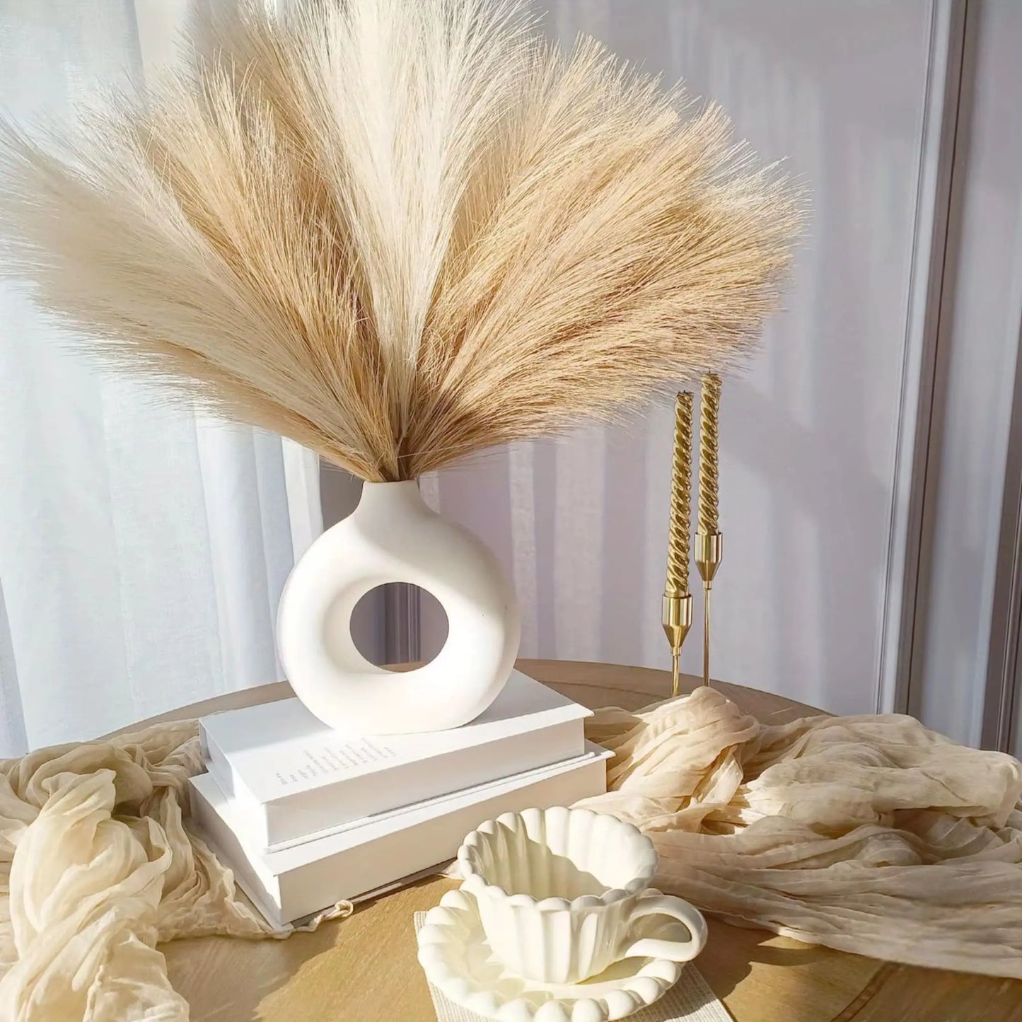 Artificial Pampas Grass Decor – 6pcs Faux Stems for Boho Styling  Geniogoods