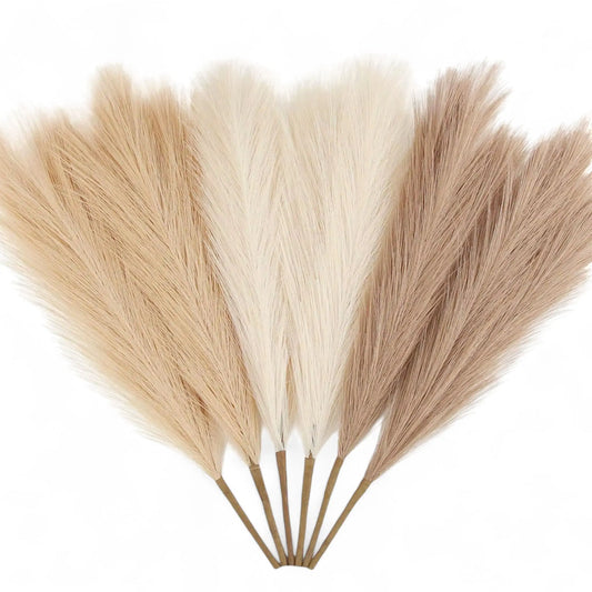 Artificial Pampas Grass Decor – 6pcs Faux Stems for Boho Styling  Geniogoods