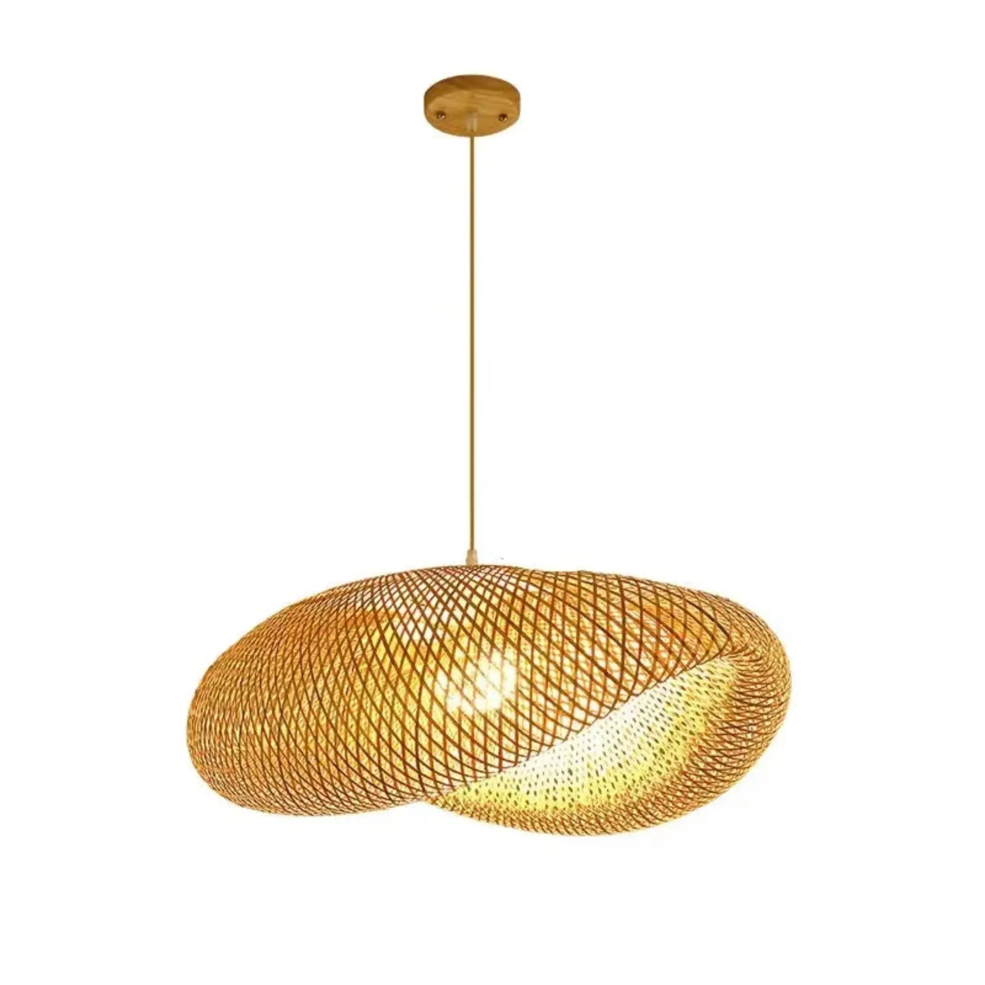 Bamboo Hanging Lamp | Hand-Knit Pendant Light for Dining & Living Spaces Geniogoods