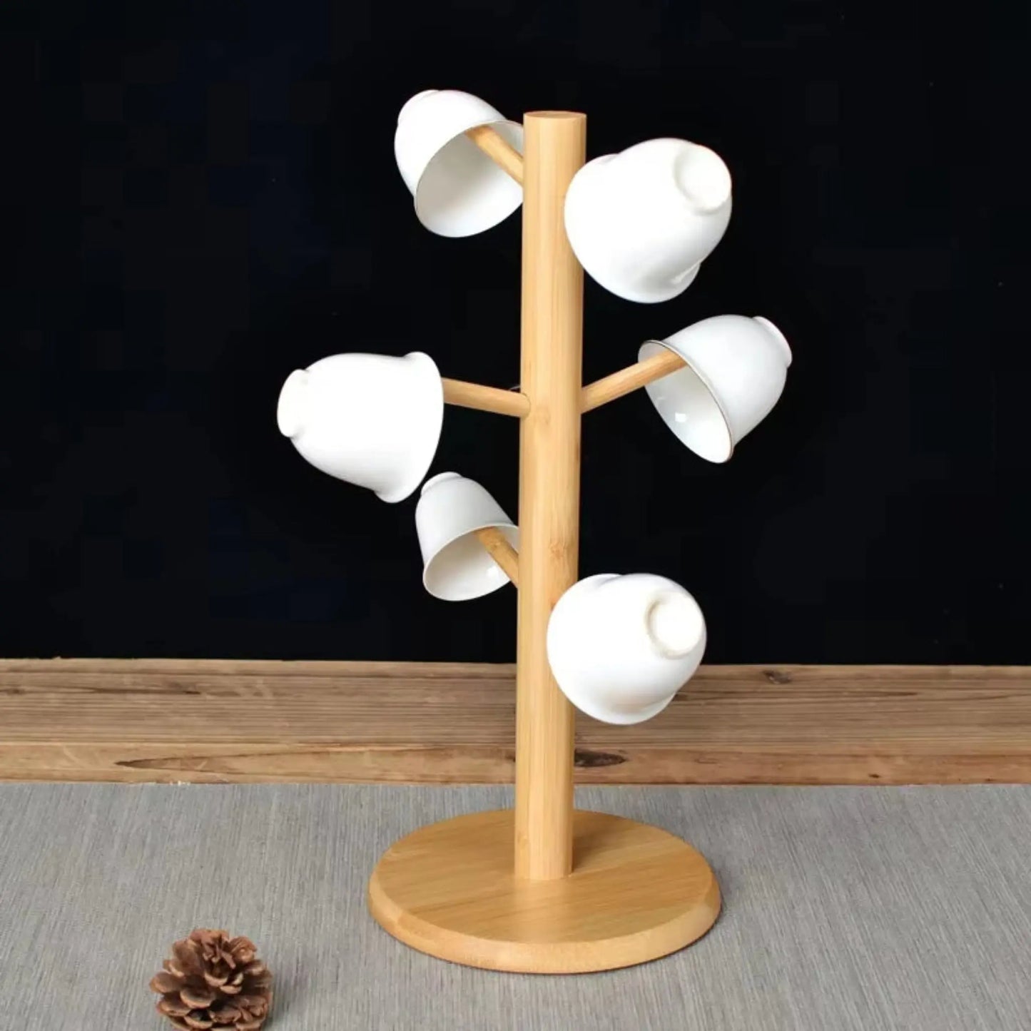 Bamboo Mug Holder Stand – 6-Hook Coffee Cup Storage Rack