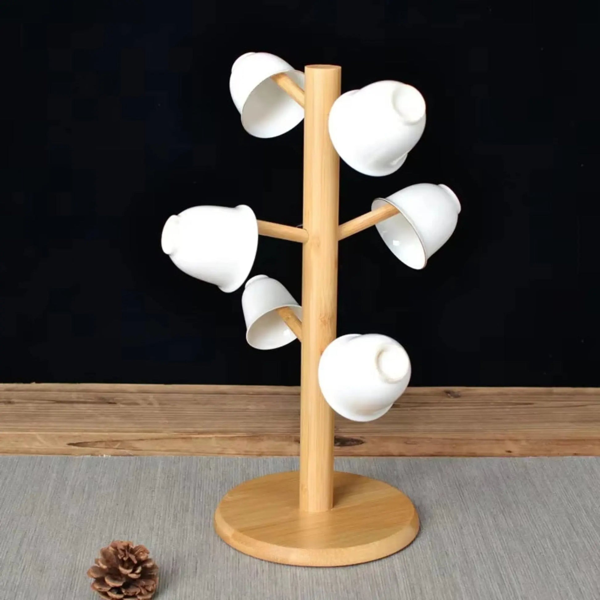 Bamboo Mug Holder Stand – 6-Hook Coffee Cup Storage Rack