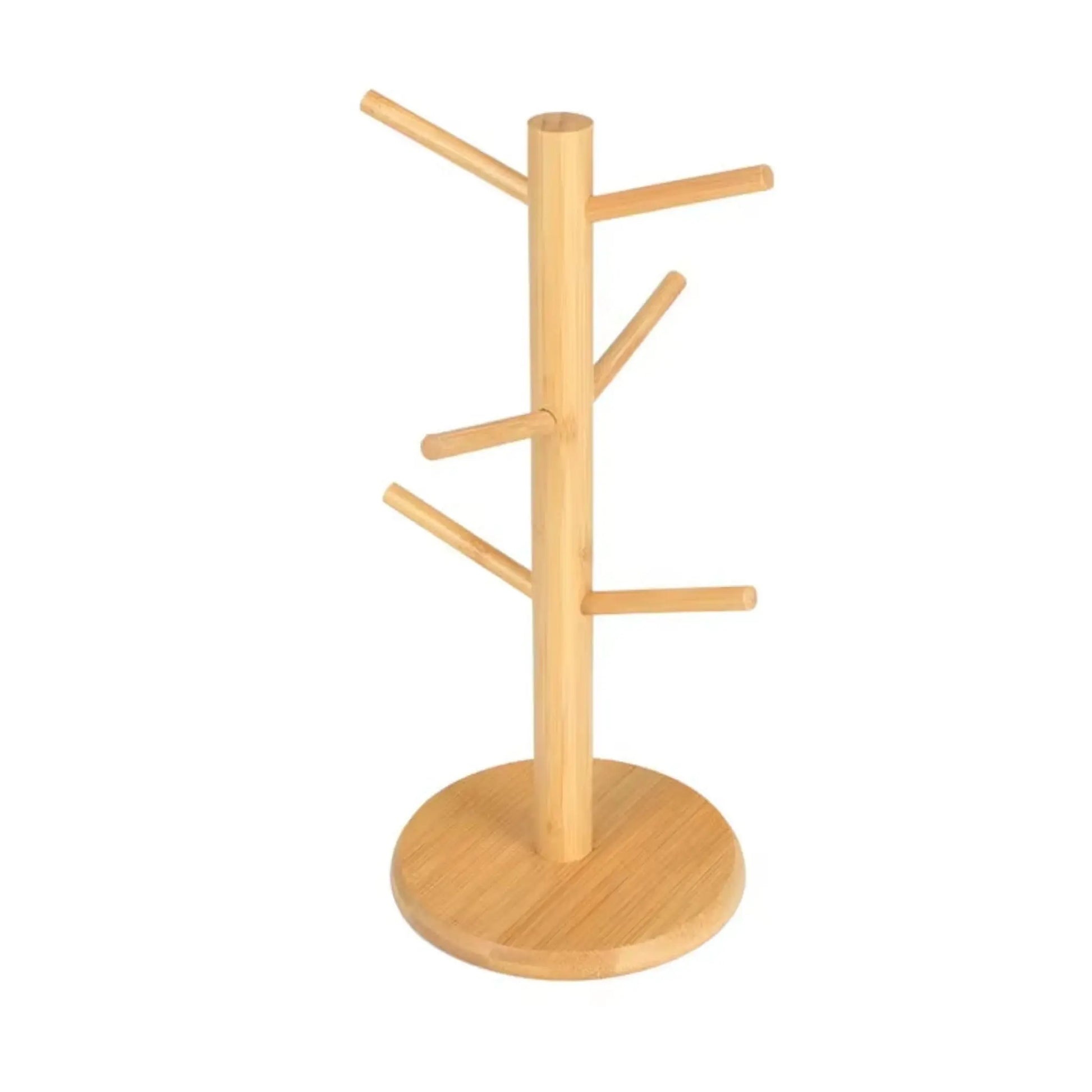Bamboo Mug Holder Stand – 6-Hook Coffee Cup Storage Rack