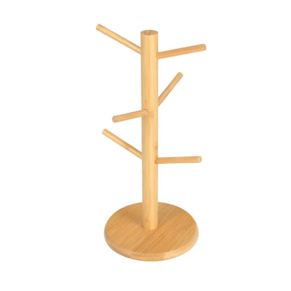 Bamboo Mug Holder Stand – 6-Hook Coffee Cup Storage Rack