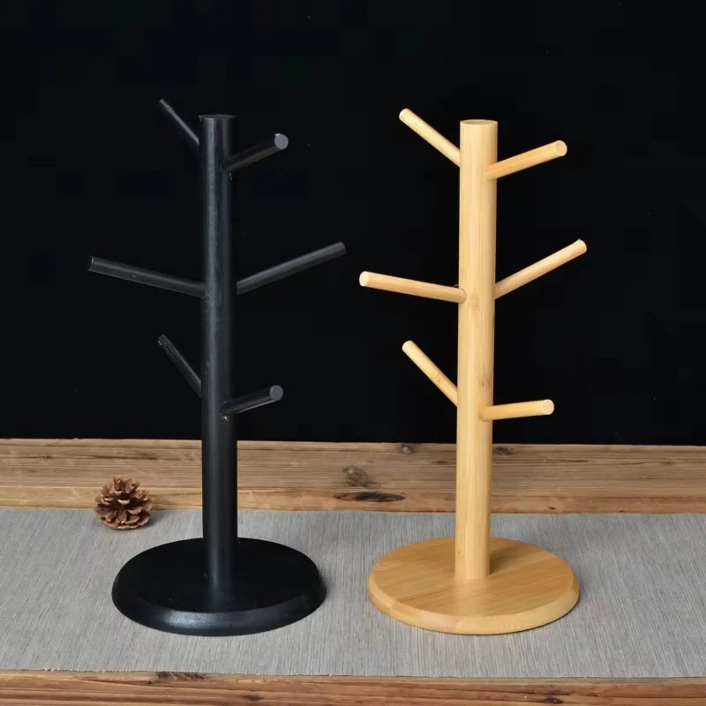 Bamboo Mug Holder Stand – 6-Hook Coffee Cup Storage Rack
