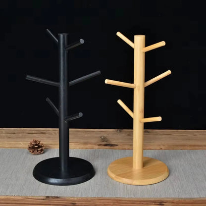 Bamboo Mug Holder Stand – 6-Hook Coffee Cup Storage Rack