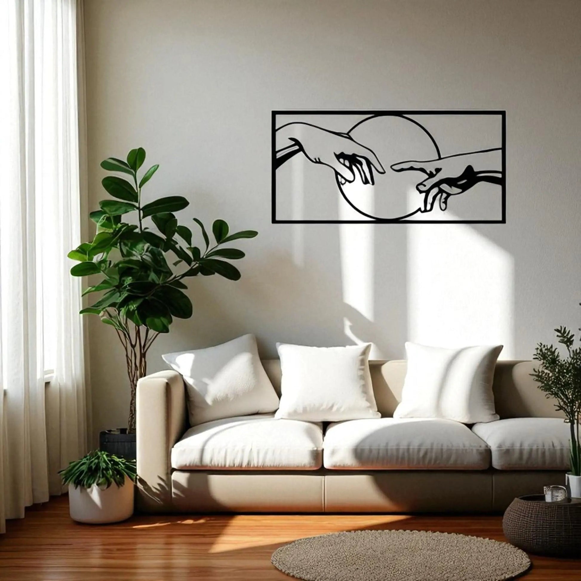 Black metal wall art – minimalist hand gesture decor for home & office  Geniogoods
