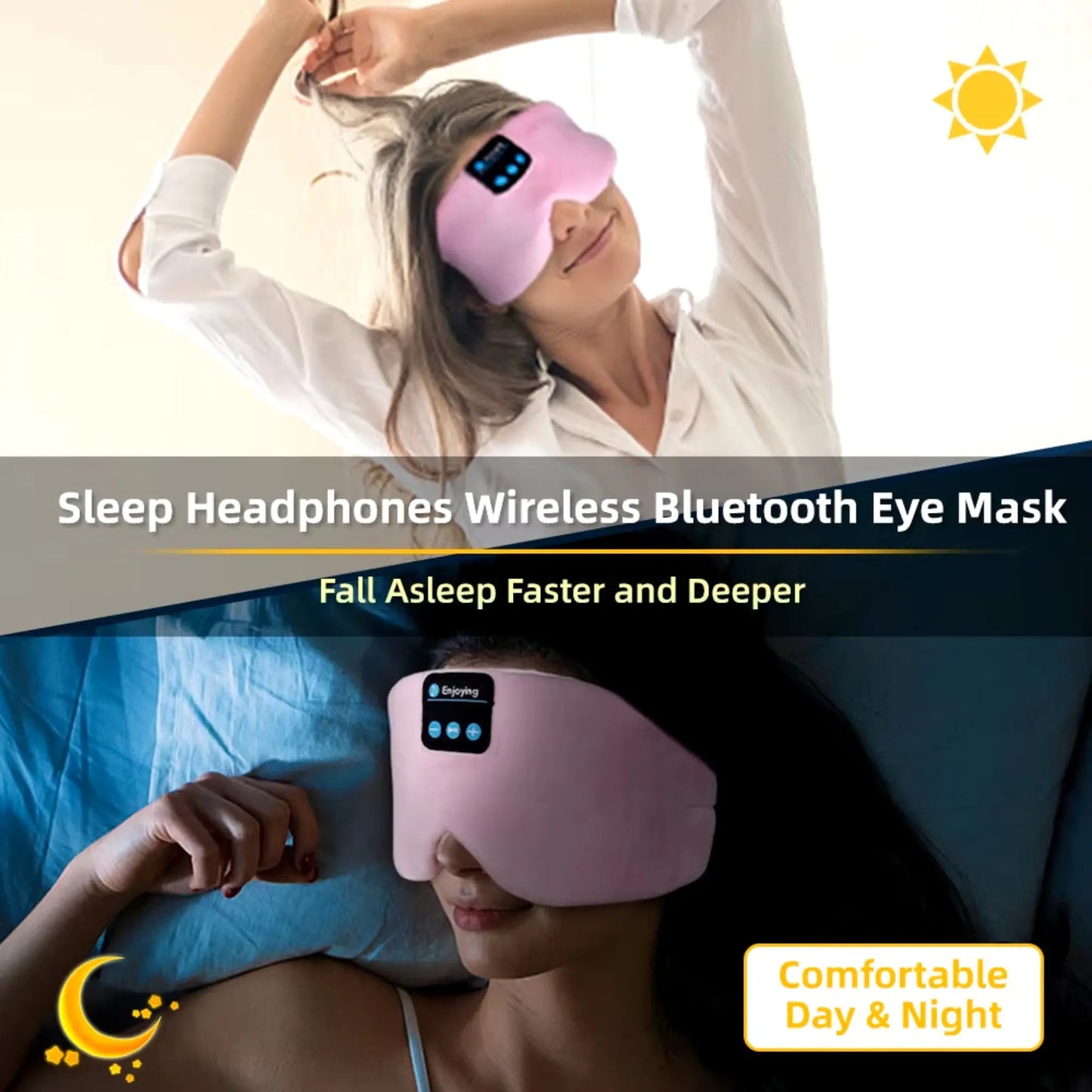Bluetooth Sleep Headphones Eye Mask – Soft & Comfortable Wireless Music Mask