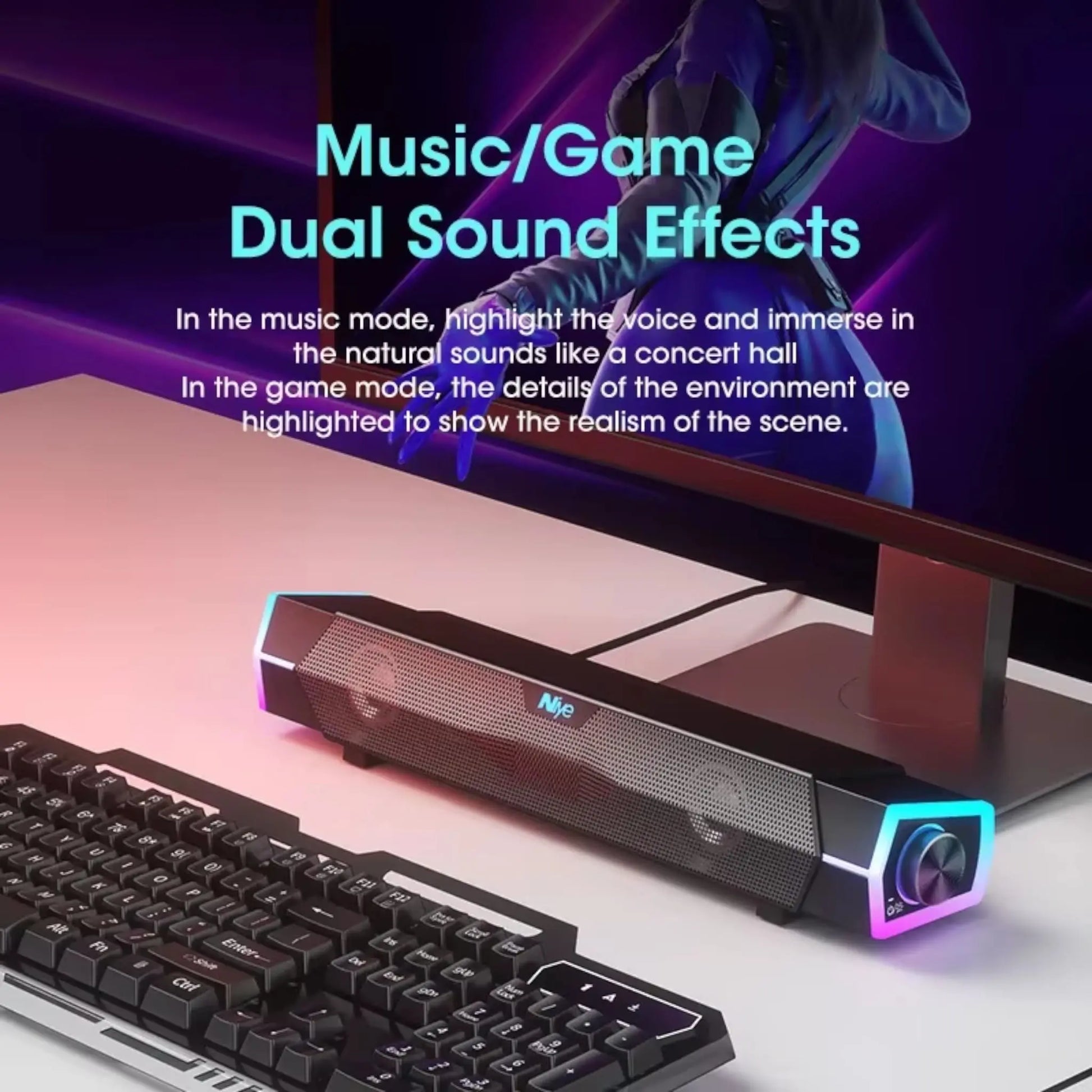 Bluetooth Soundbar Speaker for PC – RGB Lights, Stereo & USB Powered  Geniogoods