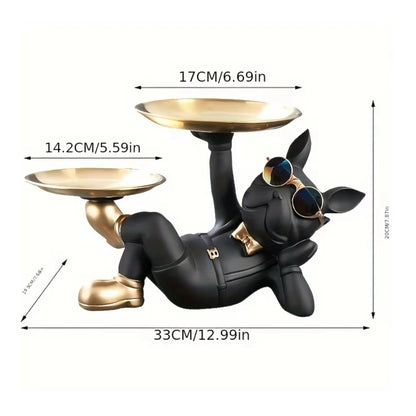 Bulldog Tray Statue – Decorative Resin Storage Tray for Keys & Jewelry  Geniogoods