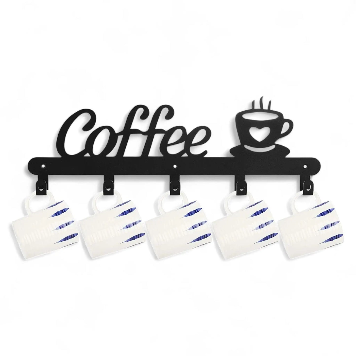Coffee Mug Holder Wall Mounted – Metal Rack with Heart Hooks  Geniogoods