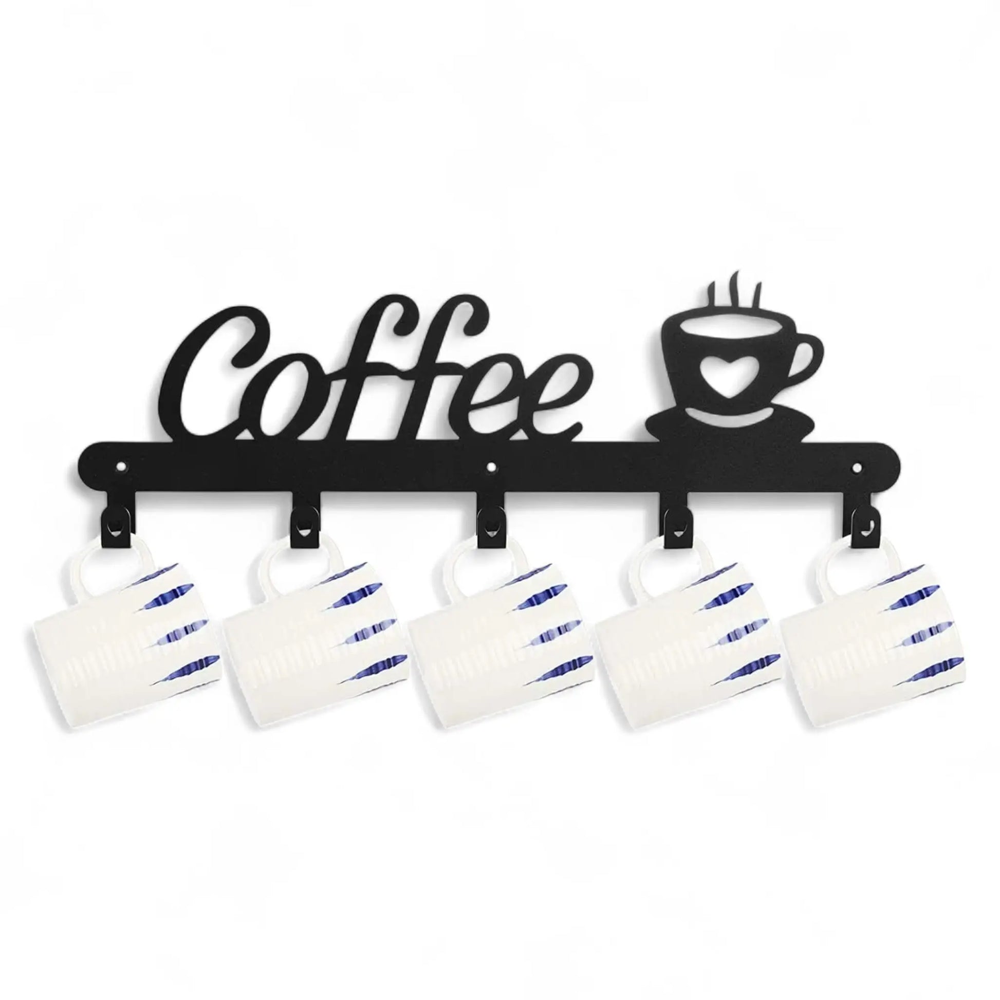 Coffee Mug Holder Wall Mounted – Metal Rack with Heart Hooks  Geniogoods