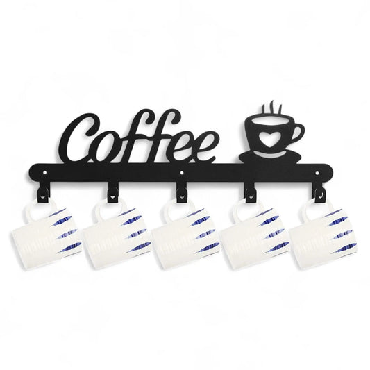 Coffee Mug Holder Wall Mounted – Metal Rack with Heart Hooks  Geniogoods