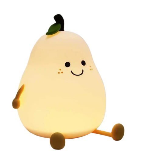 Cute Pear Night Light | Silicone 7-Color Dimmable Lamp for Kids