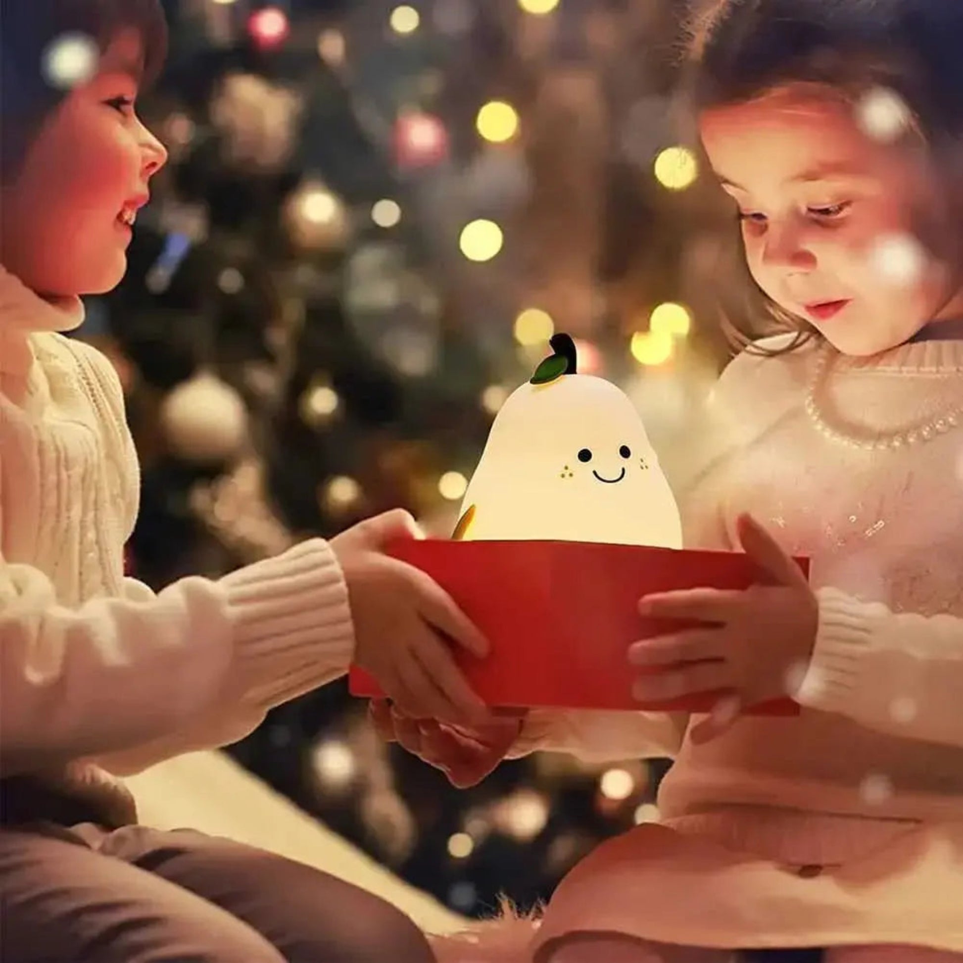Cute Pear Night Light | Silicone 7-Color Dimmable Lamp for Kids