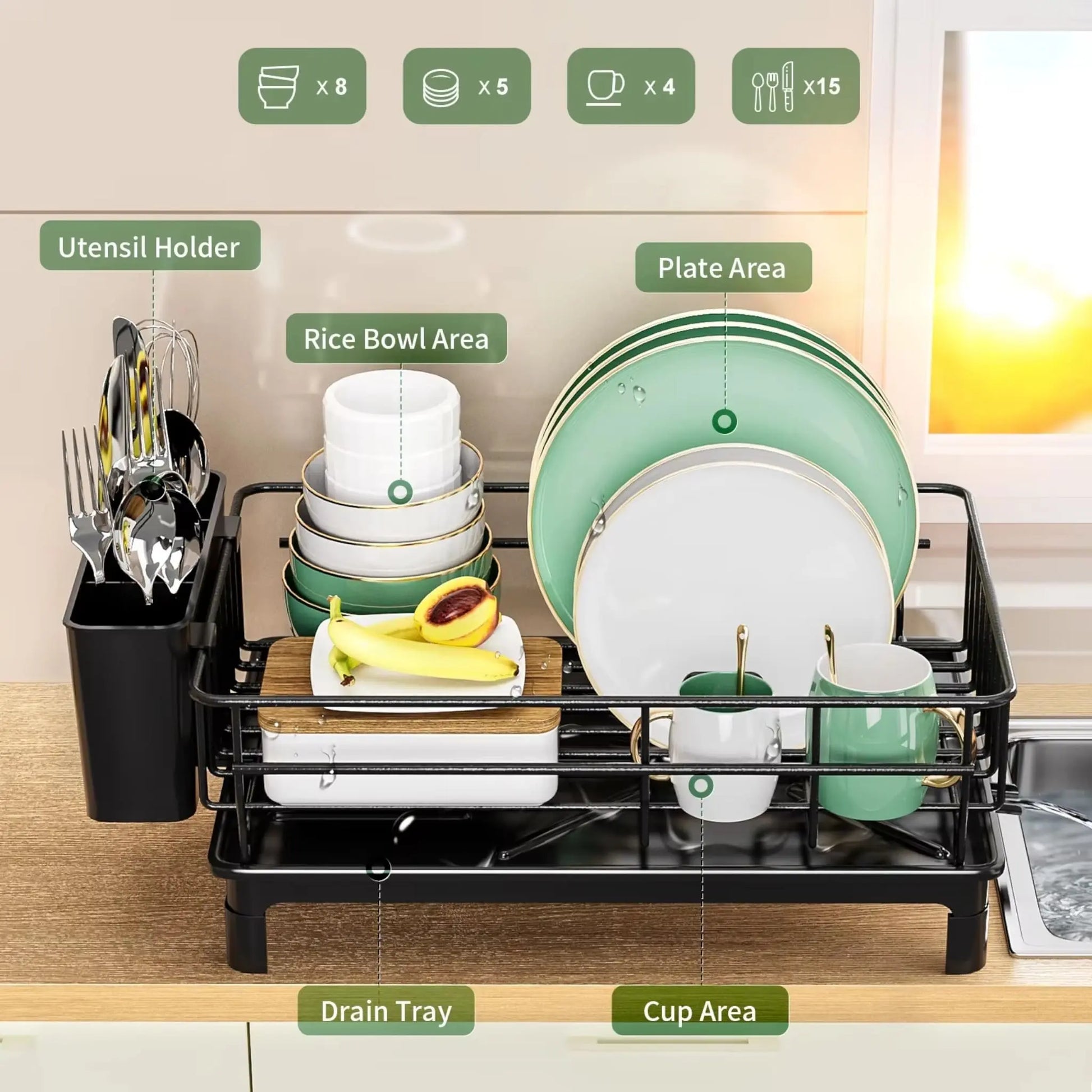 Dish Draining Rack | Space-Saving Kitchen Organizer – GenioGoods