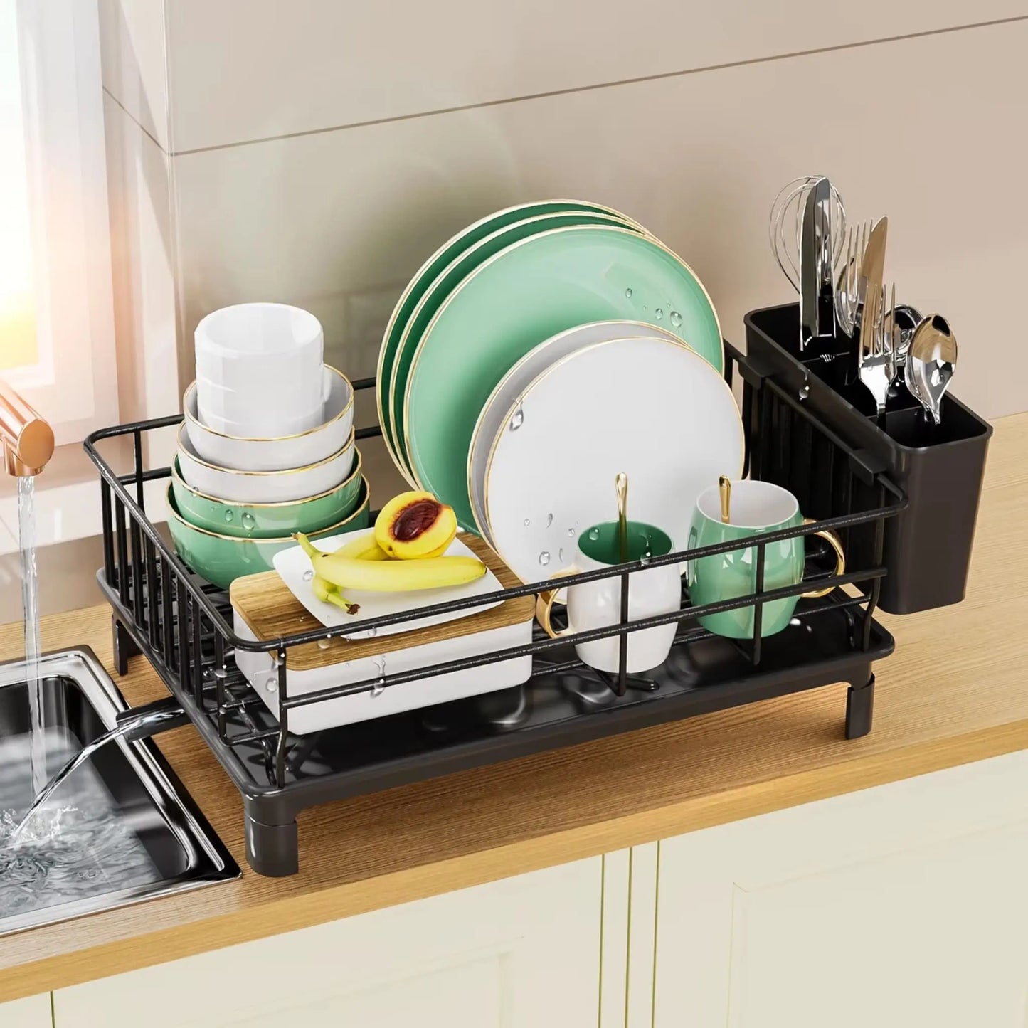Dish Draining Rack | Space-Saving Kitchen Organizer – GenioGoods