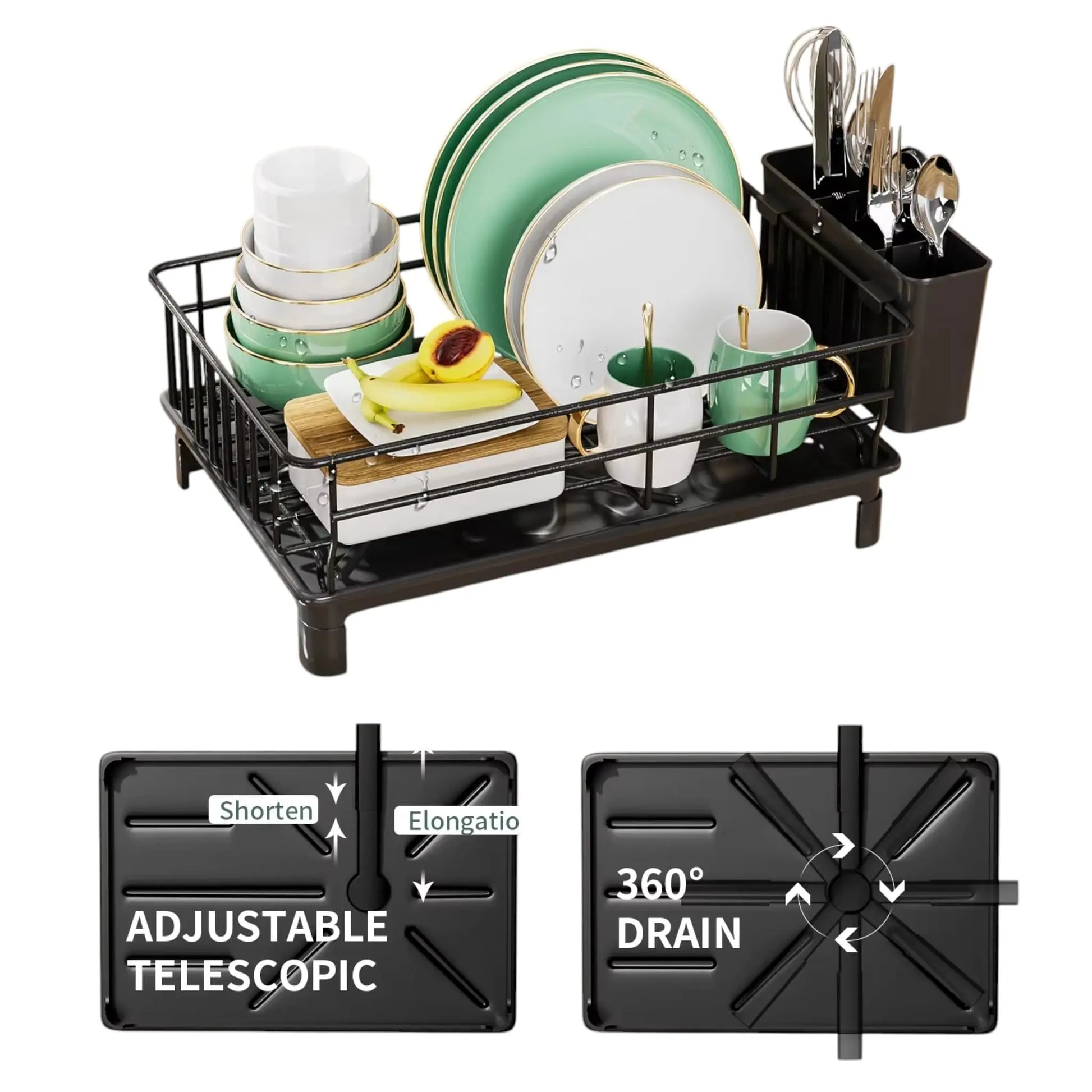 Dish Draining Rack | Space-Saving Kitchen Organizer – GenioGoods