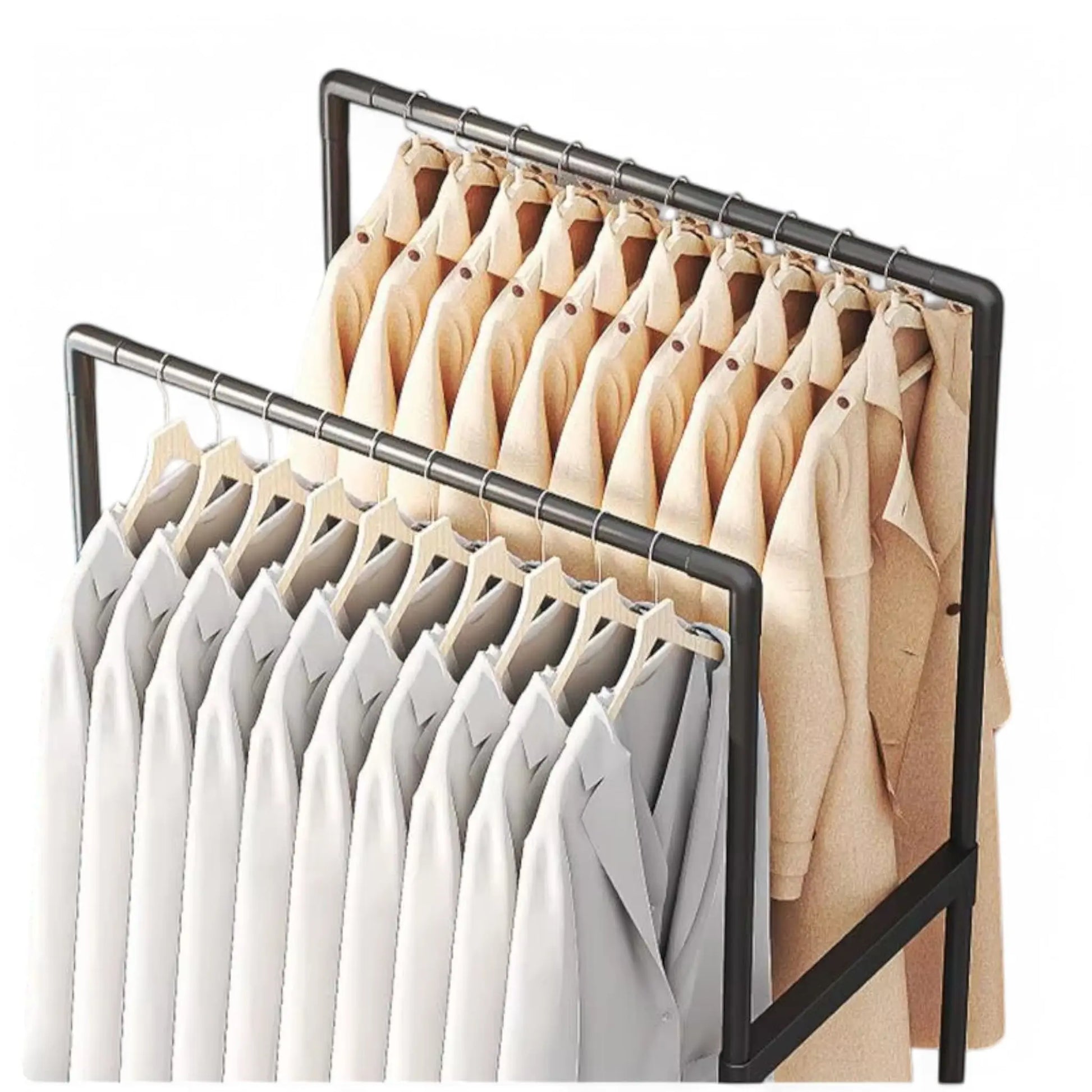 Double Rod Clothes Rack with Wheels – Heavy Duty & Space-Saving  Geniogoods