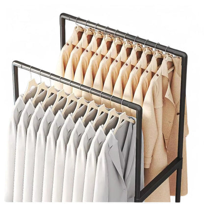 Double Rod Clothes Rack with Wheels – Heavy Duty & Space-Saving  Geniogoods