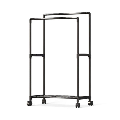 Double Rod Clothes Rack with Wheels – Heavy Duty & Space-Saving  Geniogoods