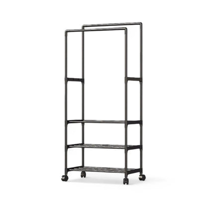 Double Rod Clothes Rack with Wheels – Heavy Duty & Space-Saving  Geniogoods