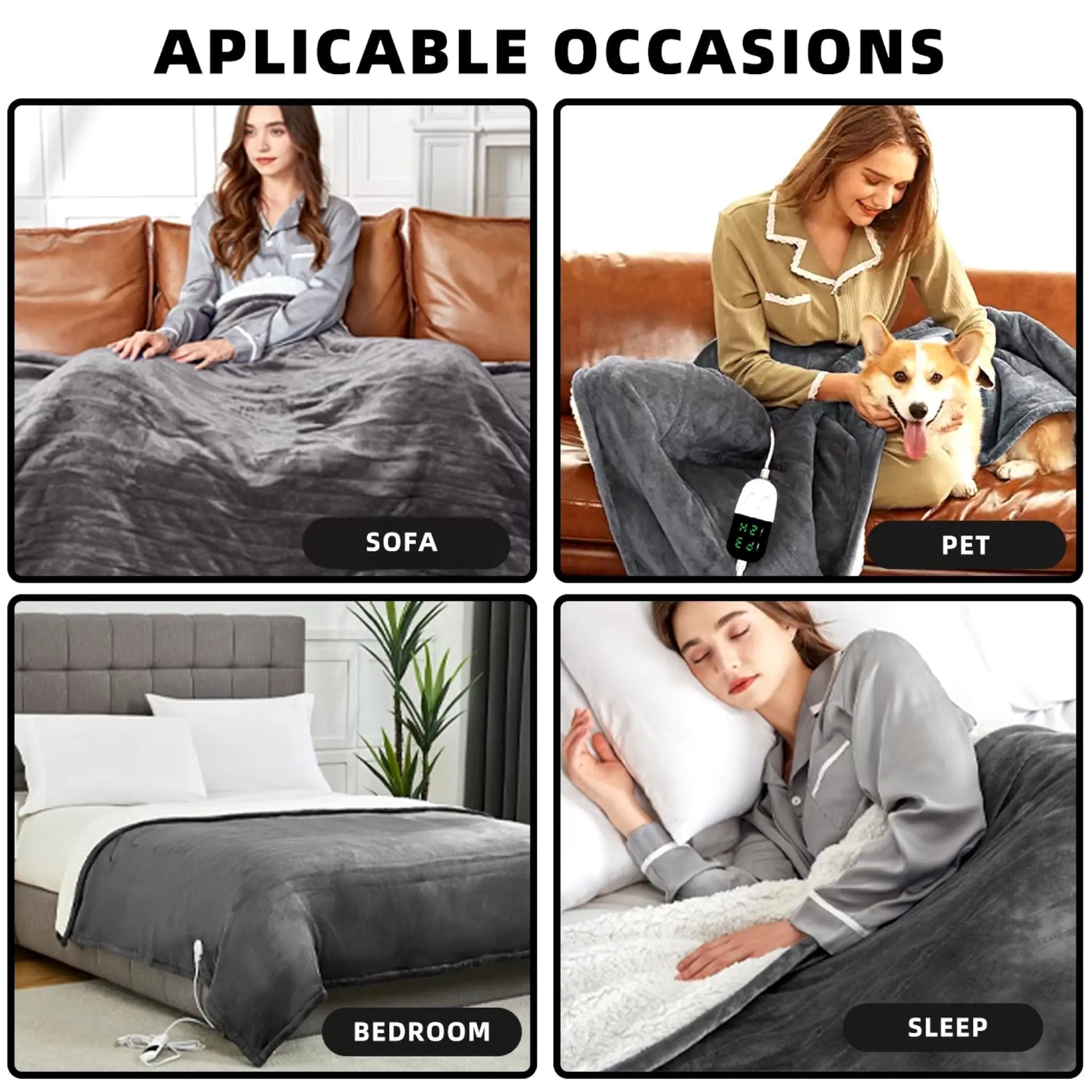 Electric Heated Cashmere Blanket – Adjustable Temperature and Timer with Fast Heating and Safety Features Geniogoods