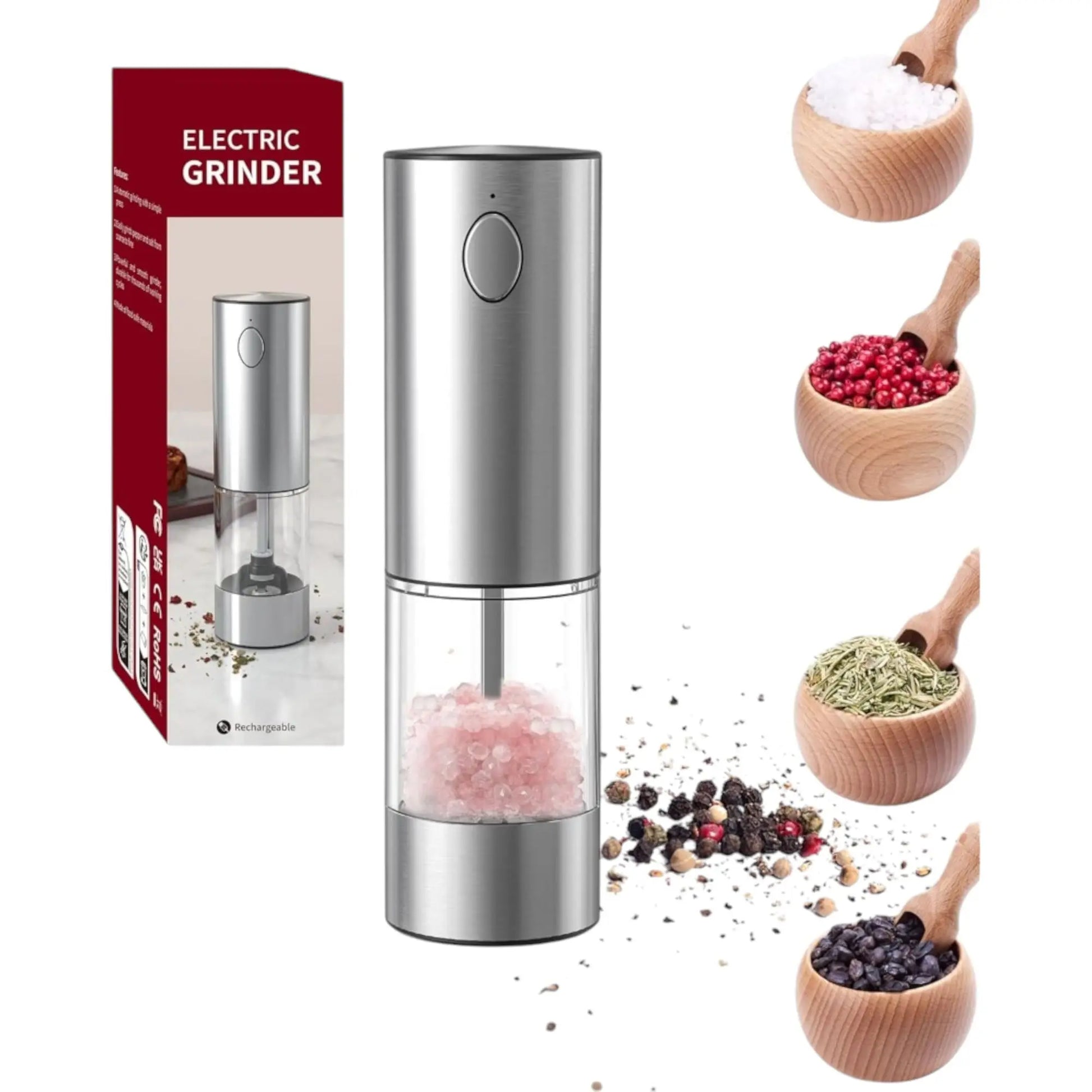 Electric Salt and Pepper Grinder Set | USB Rechargeable | Adjustable Coarseness Geniogoods