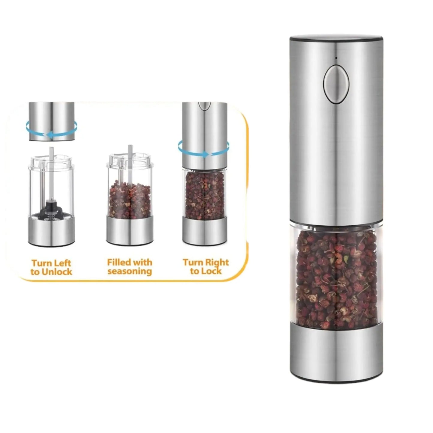 Electric Salt and Pepper Grinder Set | USB Rechargeable | Adjustable Coarseness Geniogoods
