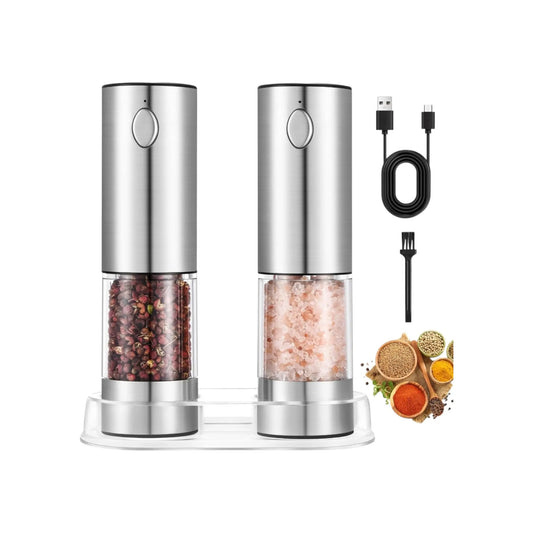 Electric Salt and Pepper Grinder Set | USB Rechargeable | Adjustable Coarseness Geniogoods