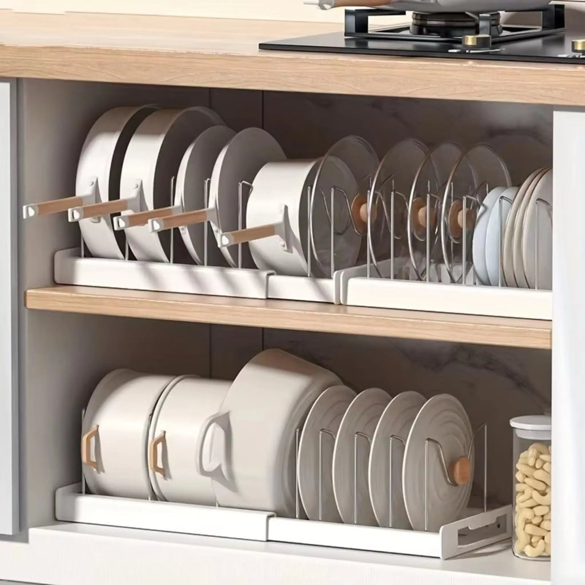 Expandable Pot Organizer – Adjustable & Space-Saving Kitchen Storage