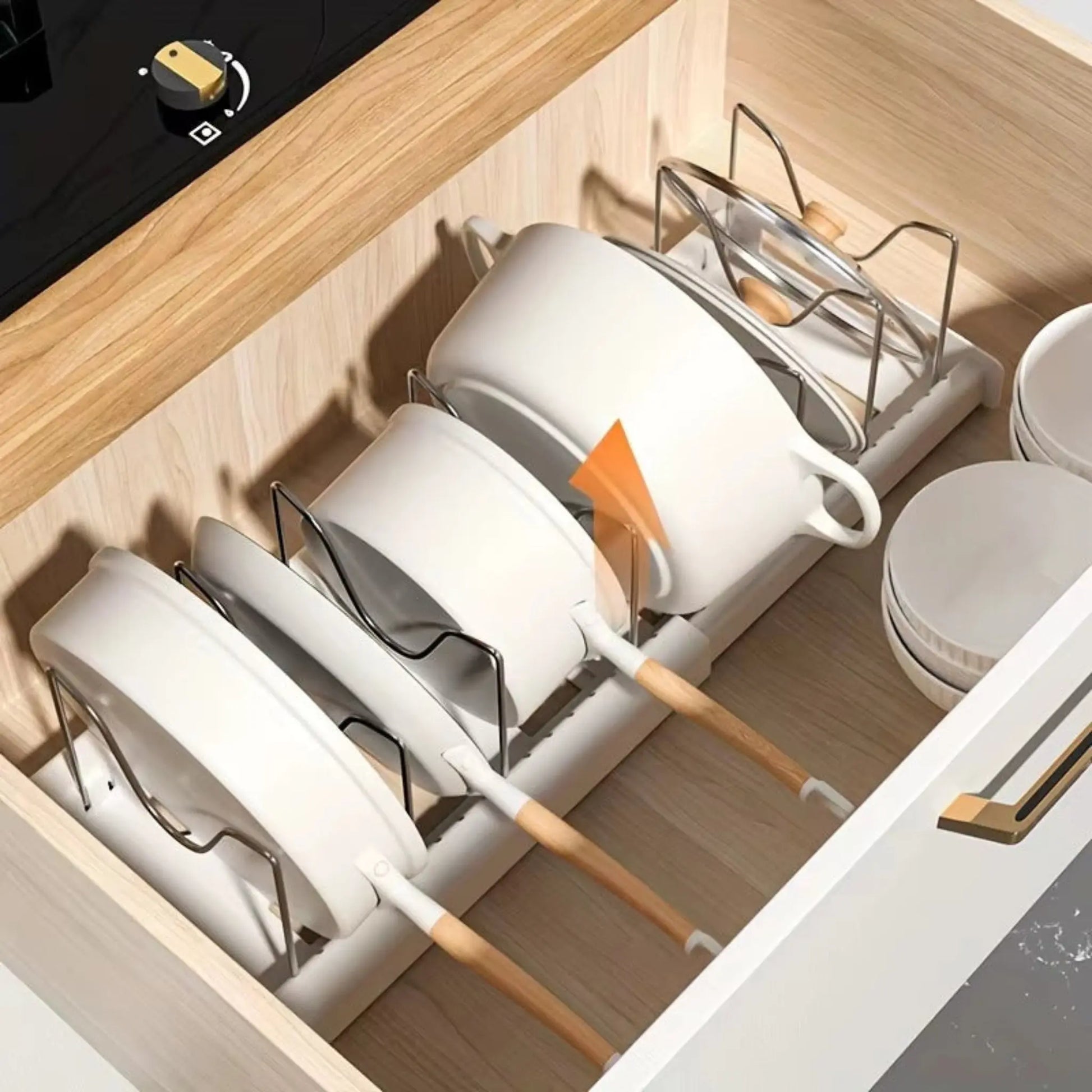 Expandable Pot Organizer – Adjustable & Space-Saving Kitchen Storage