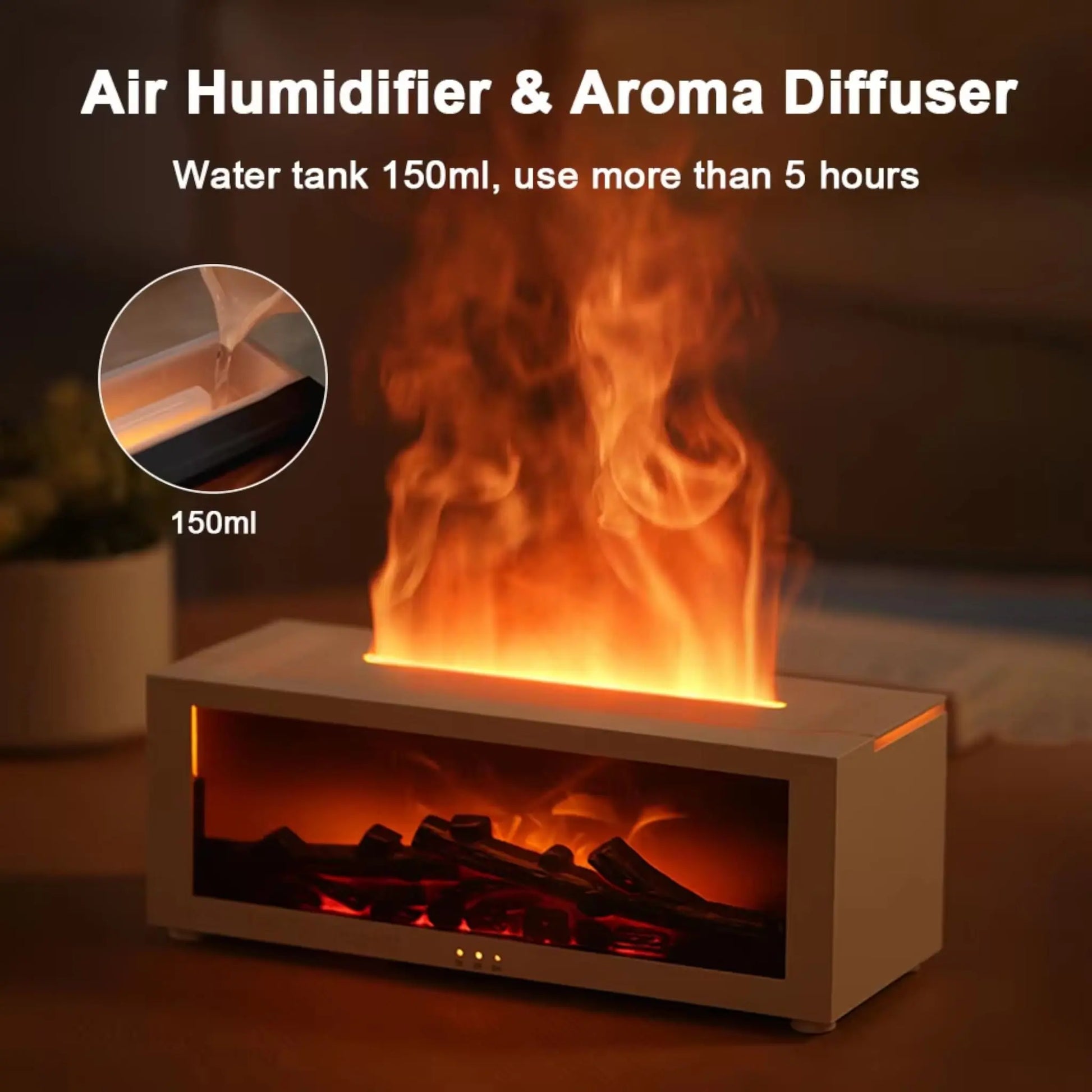 Flame Aroma Humidifier with Essential Oil Diffuser and Night Light Geniogoods
