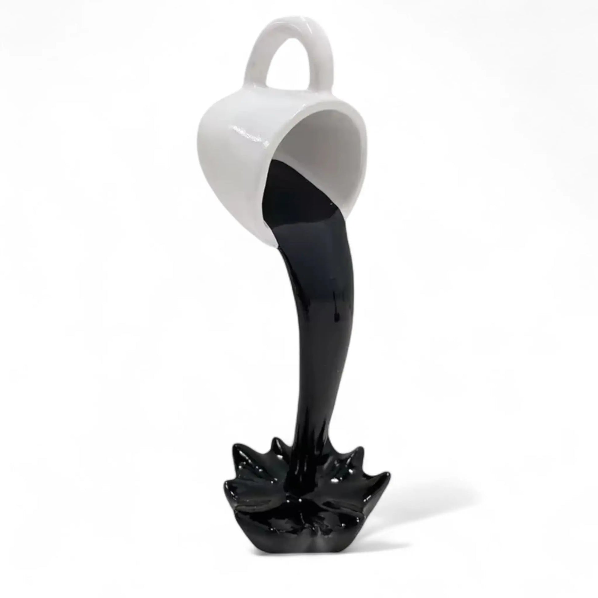 Floating Spilling Coffee Cup Sculpture – Gravity-Defying Coffee Decor  Geniogoods