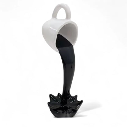 Floating Spilling Coffee Cup Sculpture – Gravity-Defying Coffee Decor  Geniogoods