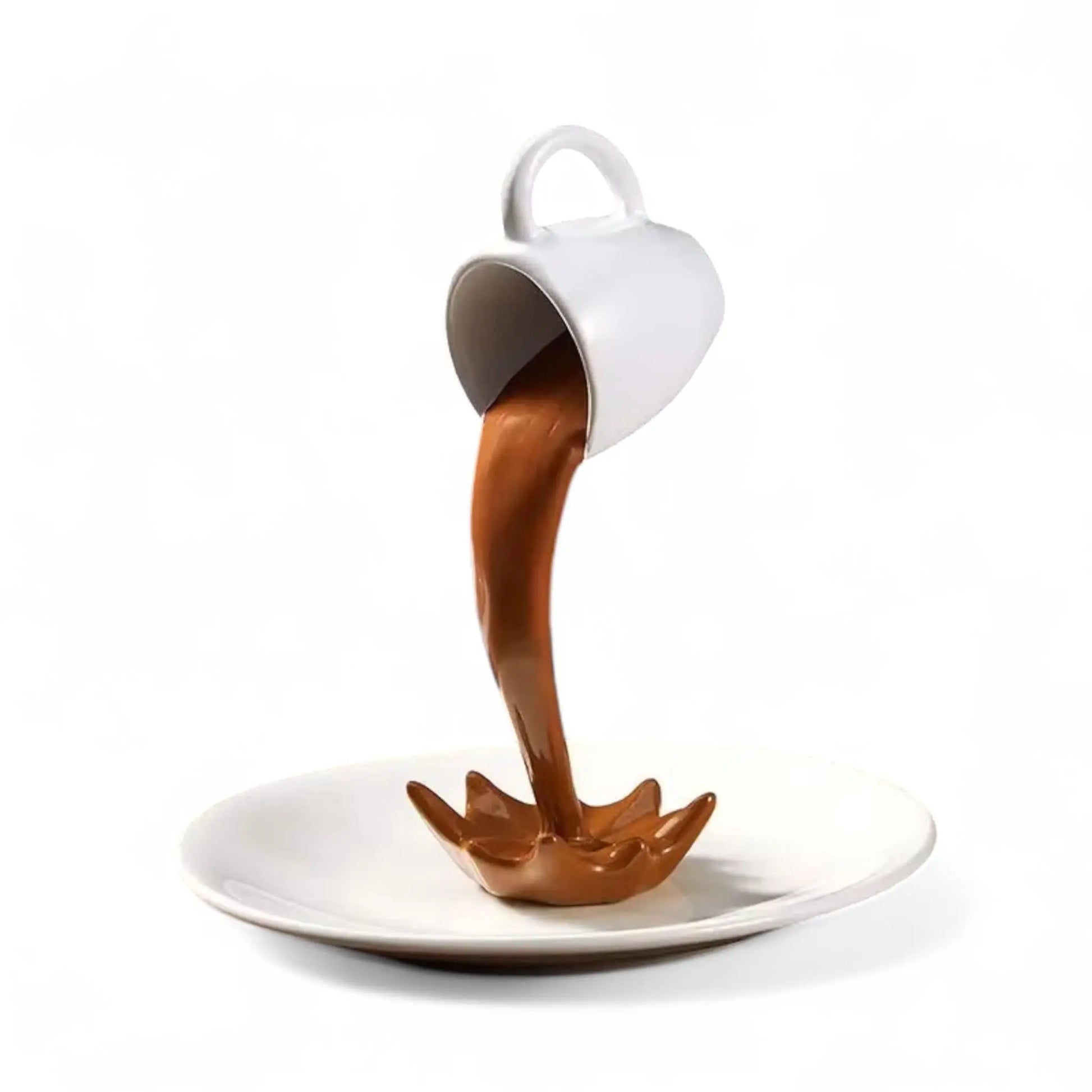 Floating Spilling Coffee Cup Sculpture – Gravity-Defying Coffee Decor  Geniogoods