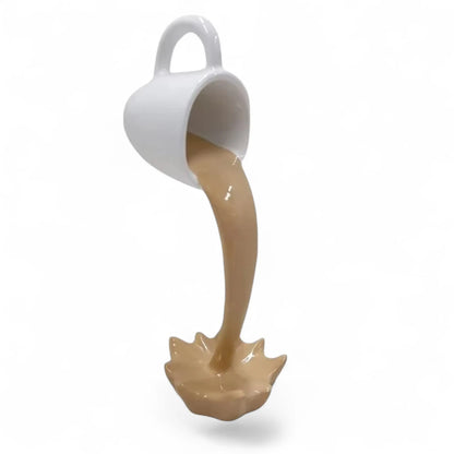 Floating Spilling Coffee Cup Sculpture – Gravity-Defying Coffee Decor  Geniogoods
