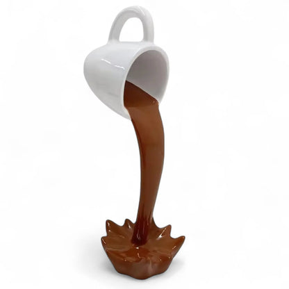 Floating Spilling Coffee Cup Sculpture – Gravity-Defying Coffee Decor  Geniogoods