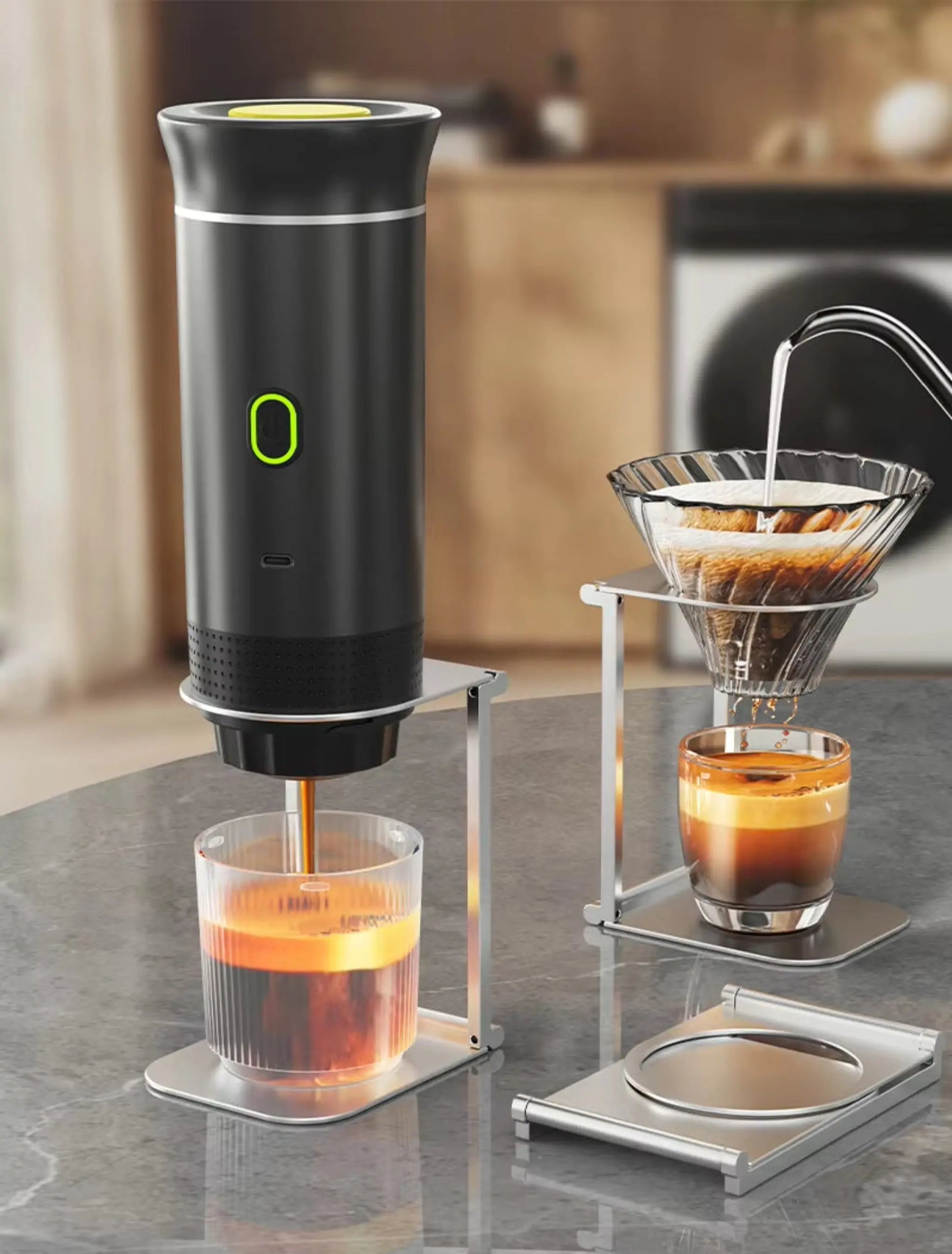 Foldable Coffee Drip Holder – Portable Aluminum Stand for Espresso