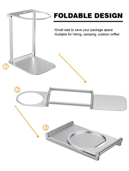 Foldable Coffee Drip Holder – Portable Aluminum Stand for Espresso