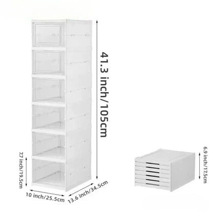 Foldable Stackable Shoe Box Organizer – Transparent, Dustproof & Modular Design  Geniogoods