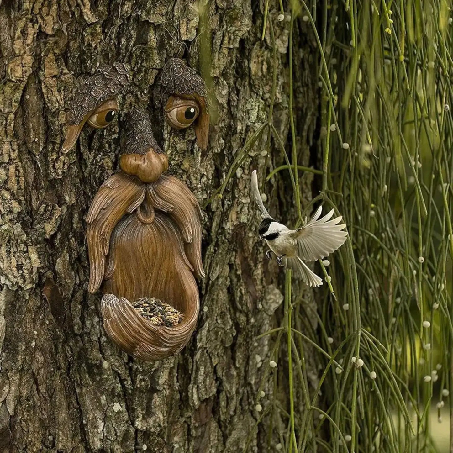 Funny Tree Face Bird Feeder – Outdoor Tree Sculpture for Garden  Geniogoods
