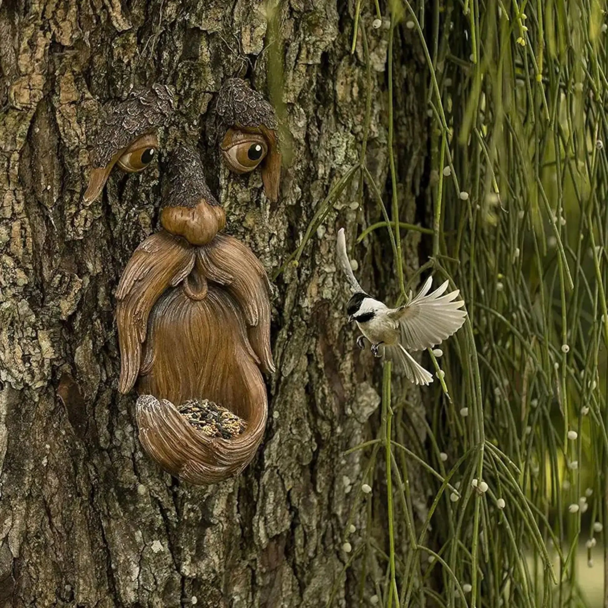 Funny Tree Face Bird Feeder – Outdoor Tree Sculpture for Garden  Geniogoods