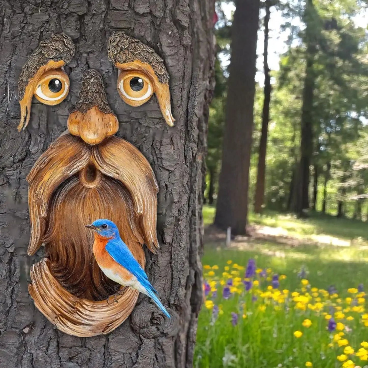 Funny Tree Face Bird Feeder – Outdoor Tree Sculpture for Garden  Geniogoods